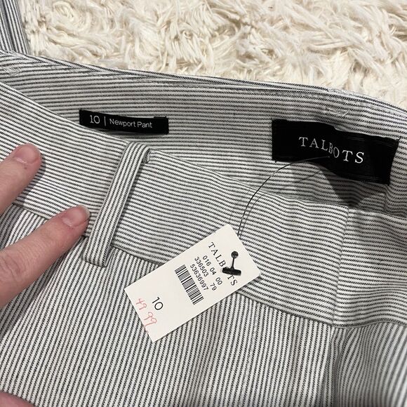TALBOTS NEWPORT PANTS - Gray STRIPE - CURVY FIT SIZE 10 New With Tags - Picture 8 of 16